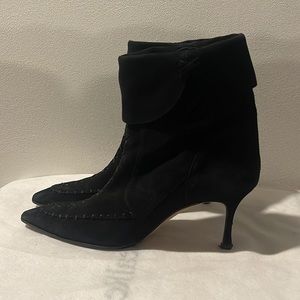 Manolo Blahnik Tassel Ankle Boots Black Suede